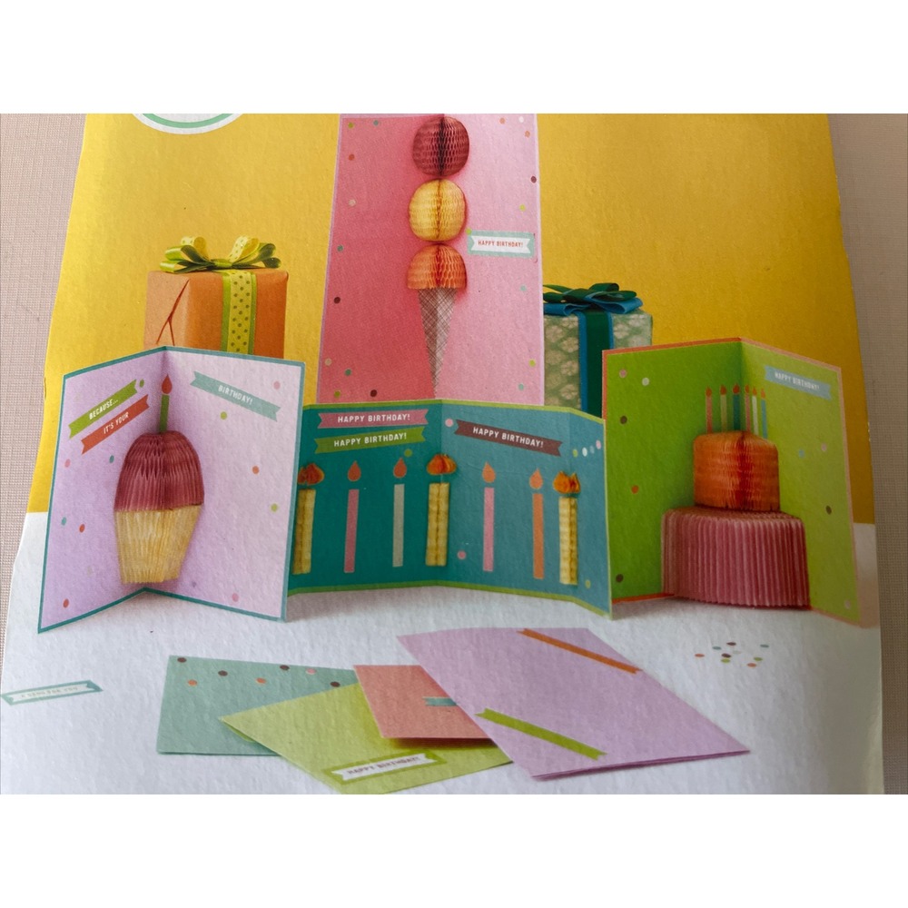 Martha Stewart Crafts‎ Honeycomb Birthday Card Kit 4 Cards Envelopes Designs New